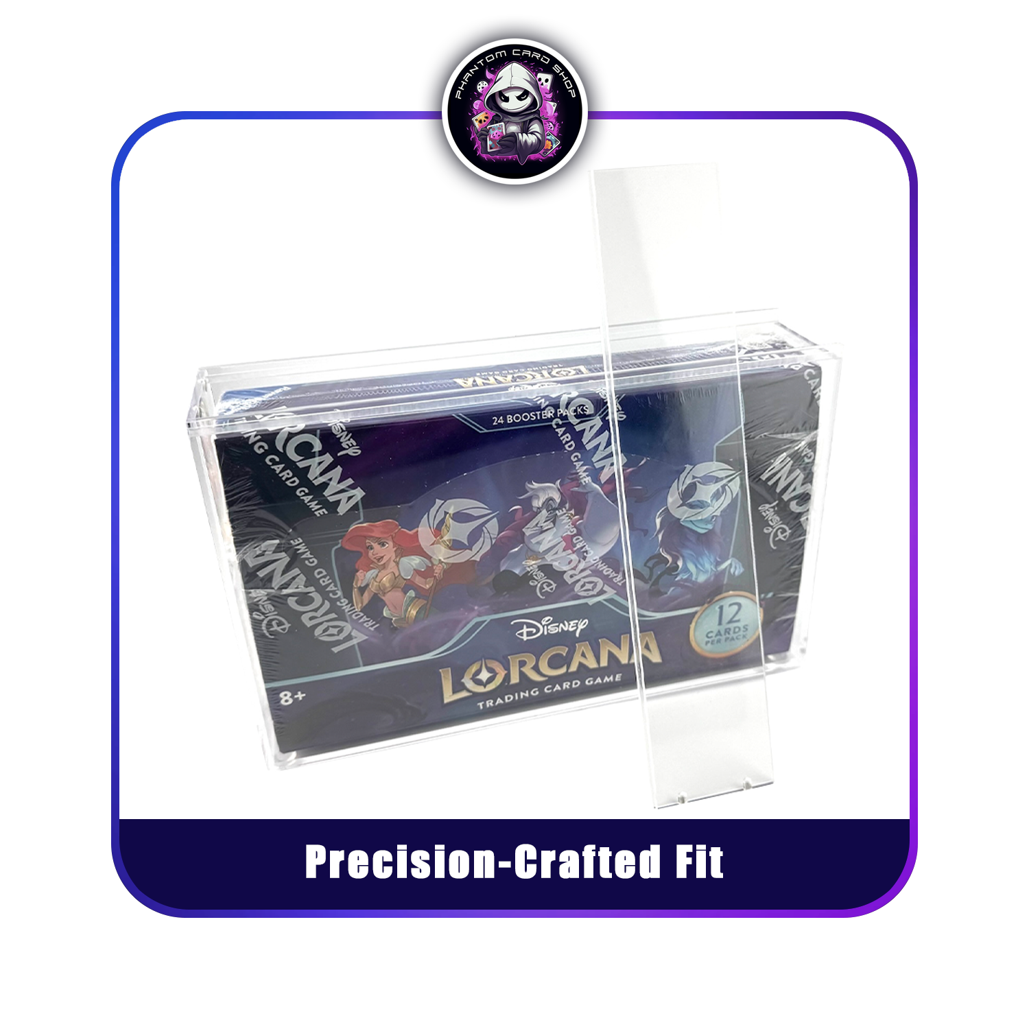 Premium Acrylic Display Case Compatible with Disney Lorcana Booster Box with Magnetic Top Panel