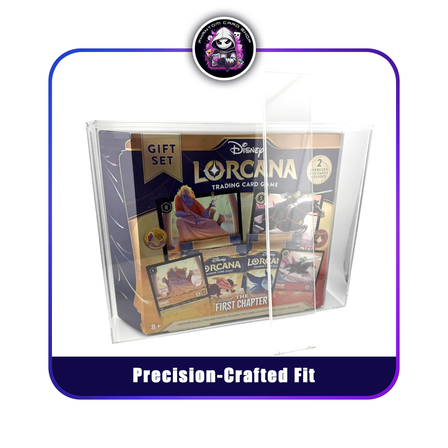 Premium Acrylic Display Case Compatible with Disney Lorcana Gift Set and Illumineer’s Quest Boxes with Magnetic Top Panel