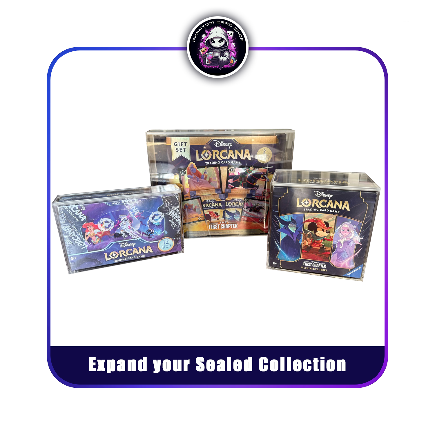 Premium Acrylic Display Case Compatible with Disney Lorcana Booster Bo Phantom Card Shop Premium Acrylic Display Case Compatible with Disney Lorcana Booster Bo Phantom Card Shop