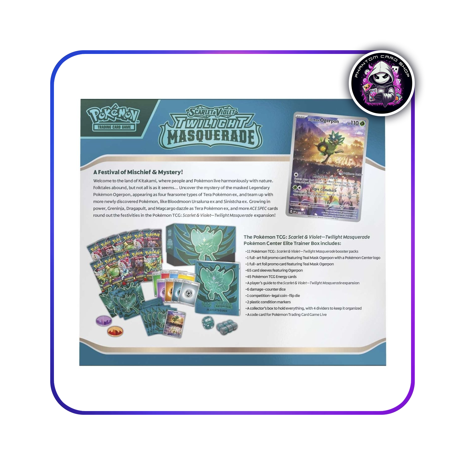 Pokmon Center Exclusive: Twilight Masquerade ETB Phantom Card Shop Pokmon Center Exclusive: Twilight Masquerade ETB Phantom Card Shop